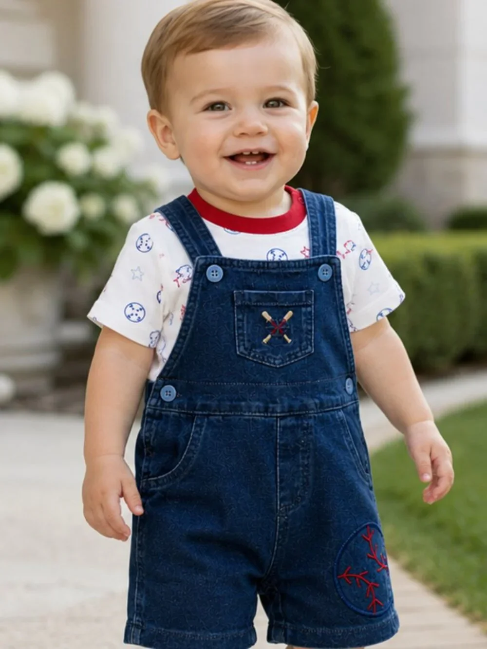 NWT Baby Boy Romper Set Lot 2 Baseball Little Me Baby Essentials 12 Months